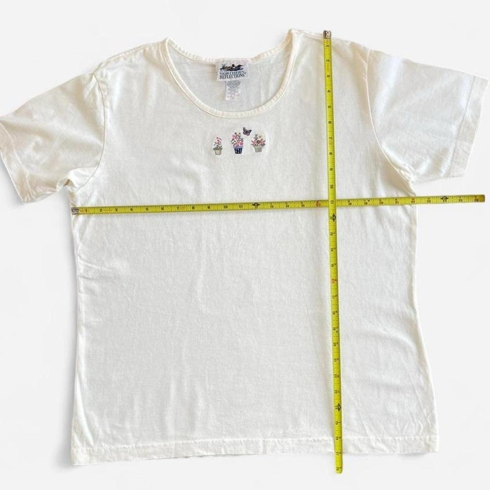 90s Northern Reflections 2pc Embroidered Flowers Gardening Button Down & Tee L - Picture 7 of 8